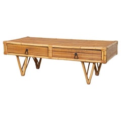 1960s French Rattan Coffee Table
