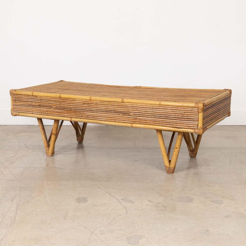 1960s French Rattan Coffee Table For Sale 3