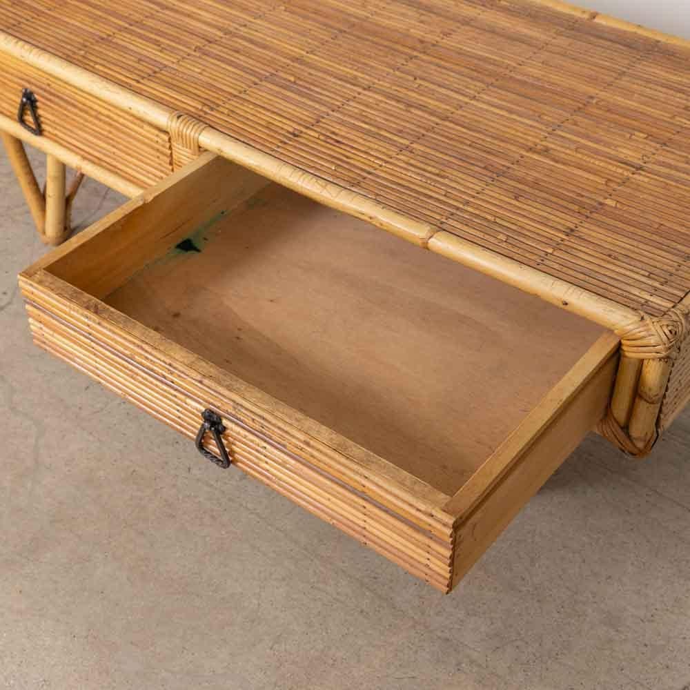 1960s French Rattan Coffee Table For Sale 7