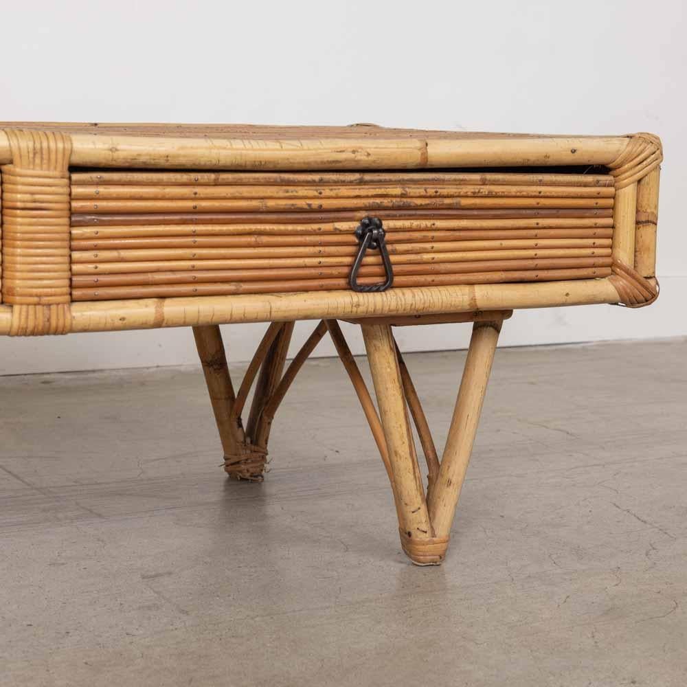 1960s French Rattan Coffee Table For Sale 11