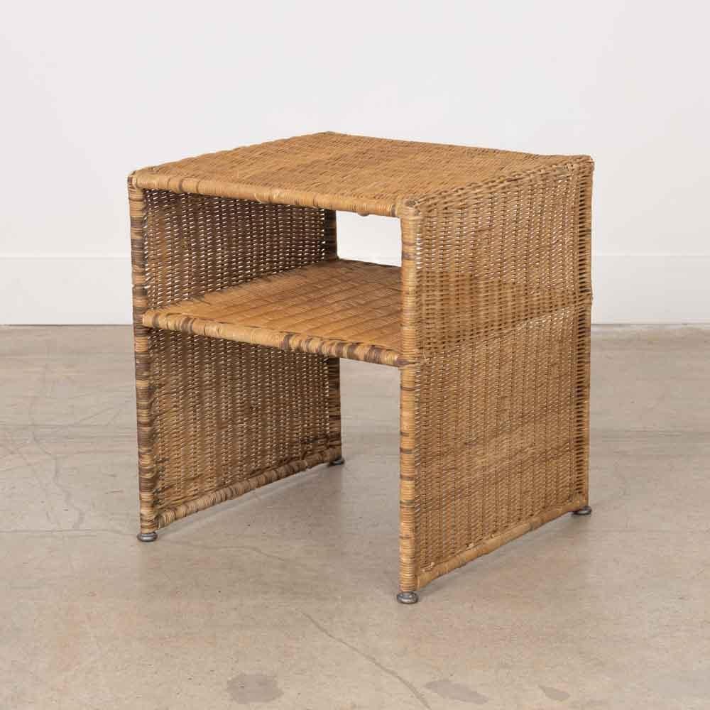 20th Century Pair of French Wicker Side Tables For Sale