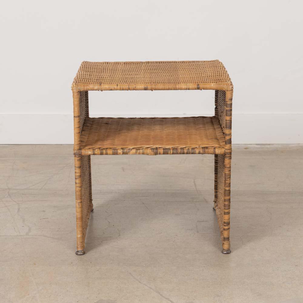 Pair of French Wicker Side Tables For Sale 2