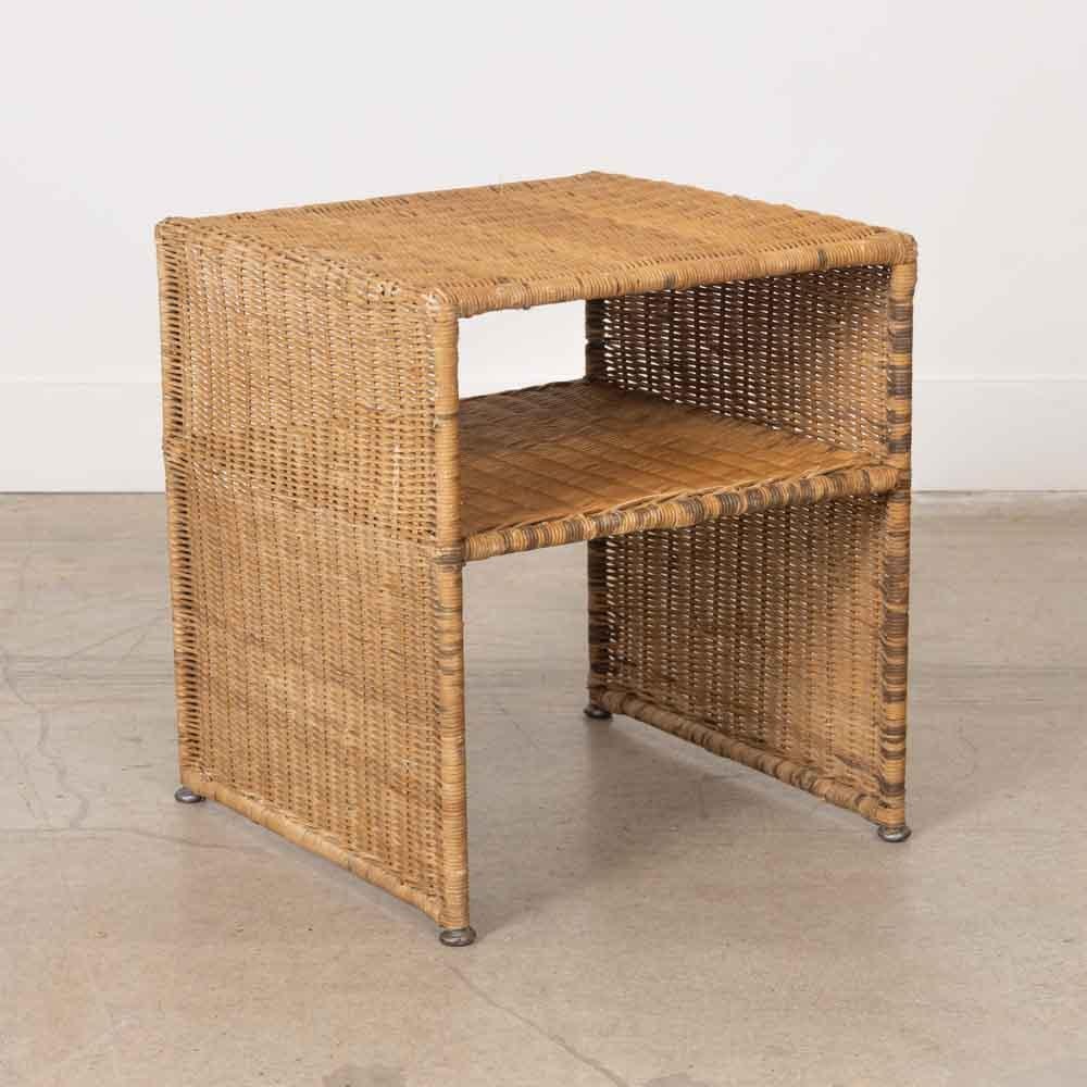 Pair of French Wicker Side Tables For Sale 1