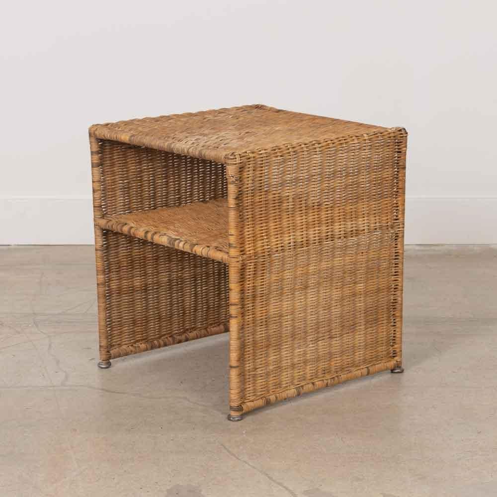 Pair of French Wicker Side Tables For Sale 4