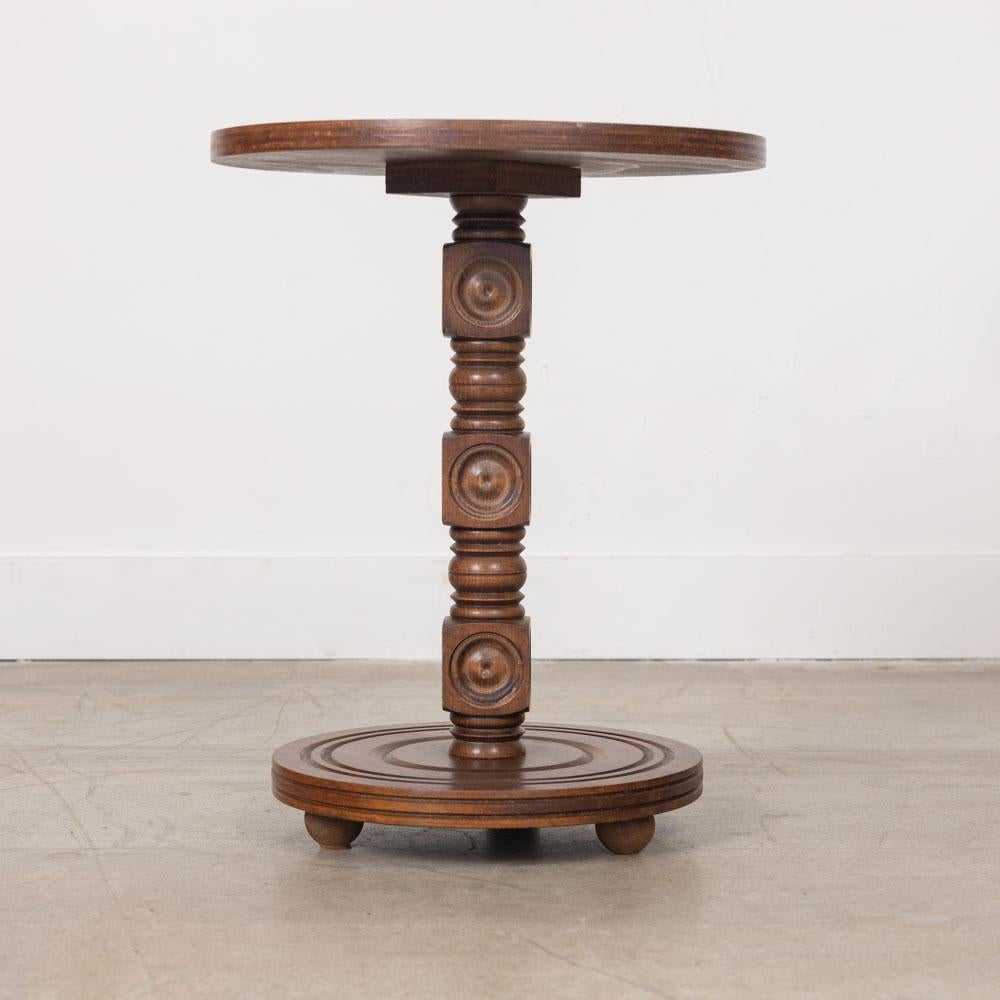 Petite French Wood Side Table by Charles Dudouyt For Sale 3