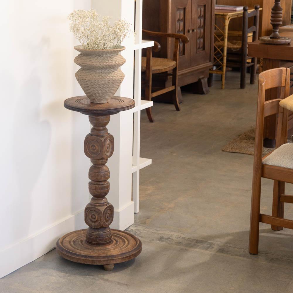 French Wood Pedestal Table by Charles Dudouyt In Good Condition For Sale In Los Angeles, CA