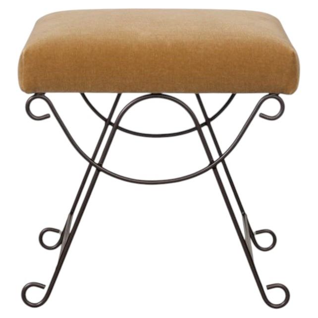 Panoplie Iron Loop Stool, Camel Mohair