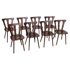 French Wood Brutalist Chairs, Set of 8