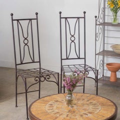 French Neoclassical Iron Dining Chairs, Set of 6