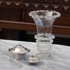 Vase espagnol en verre festonné des années 1930
