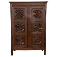 French Carved Wood Cabinet by Charles Dudouyt
