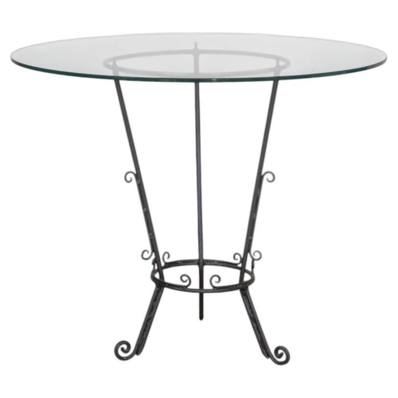 Spanischer Couchtisch aus Schmiedeeisen und Glas im Angebot
