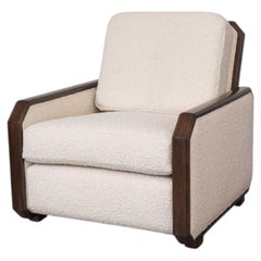 French Art Deco Wood and Upholstered Chair