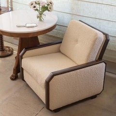 French Art Deco Wood and Upholstered Chair