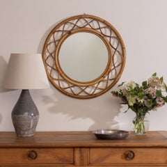 Italian Wavy Rattan Circular Mirror