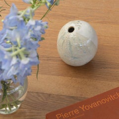 French Etched Stoneware Ceramic Vase