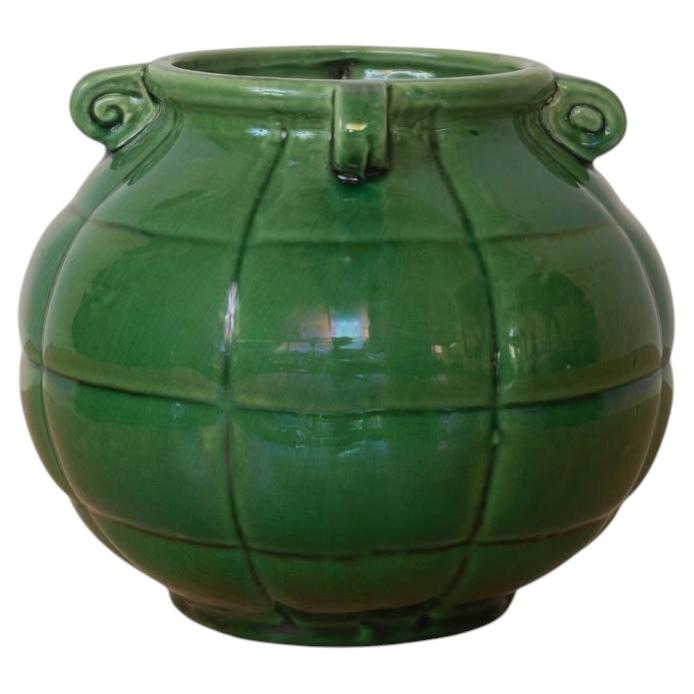 Vaso in ceramica verde francese