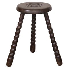 Tall French Wood Tripod Stool