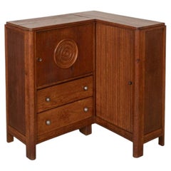French Carved Wood Corner Cabinet by Charles Dudouyt