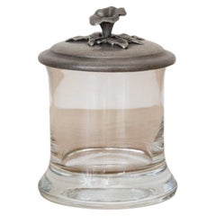 French Glass and Pewter Floral Canister