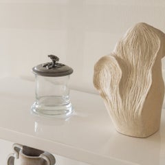 French Glass and Pewter Floral Canister