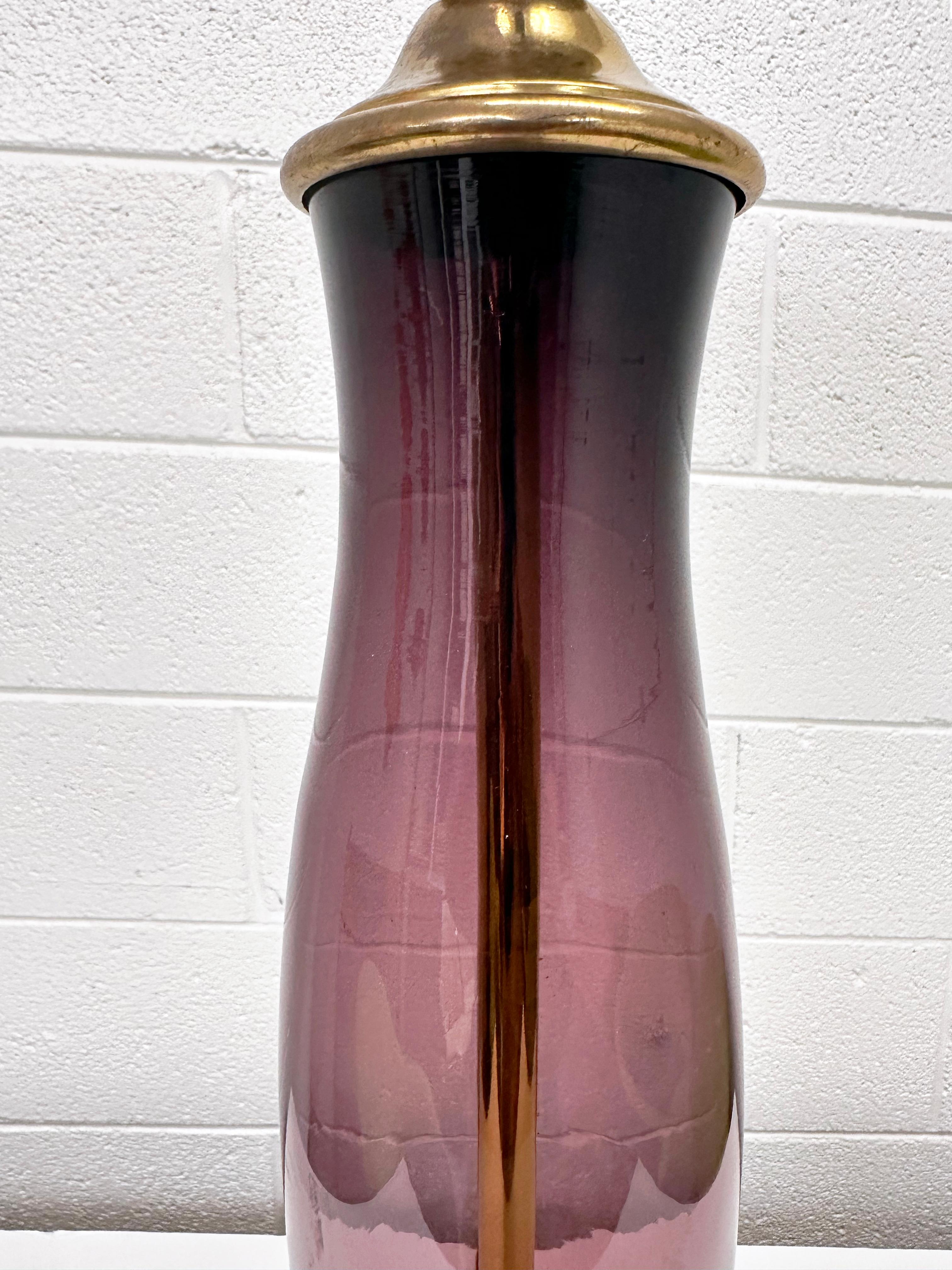 American Wayne Husted for Blenko Lilac Model #5815L Decanter Converted to Table Lamp For Sale