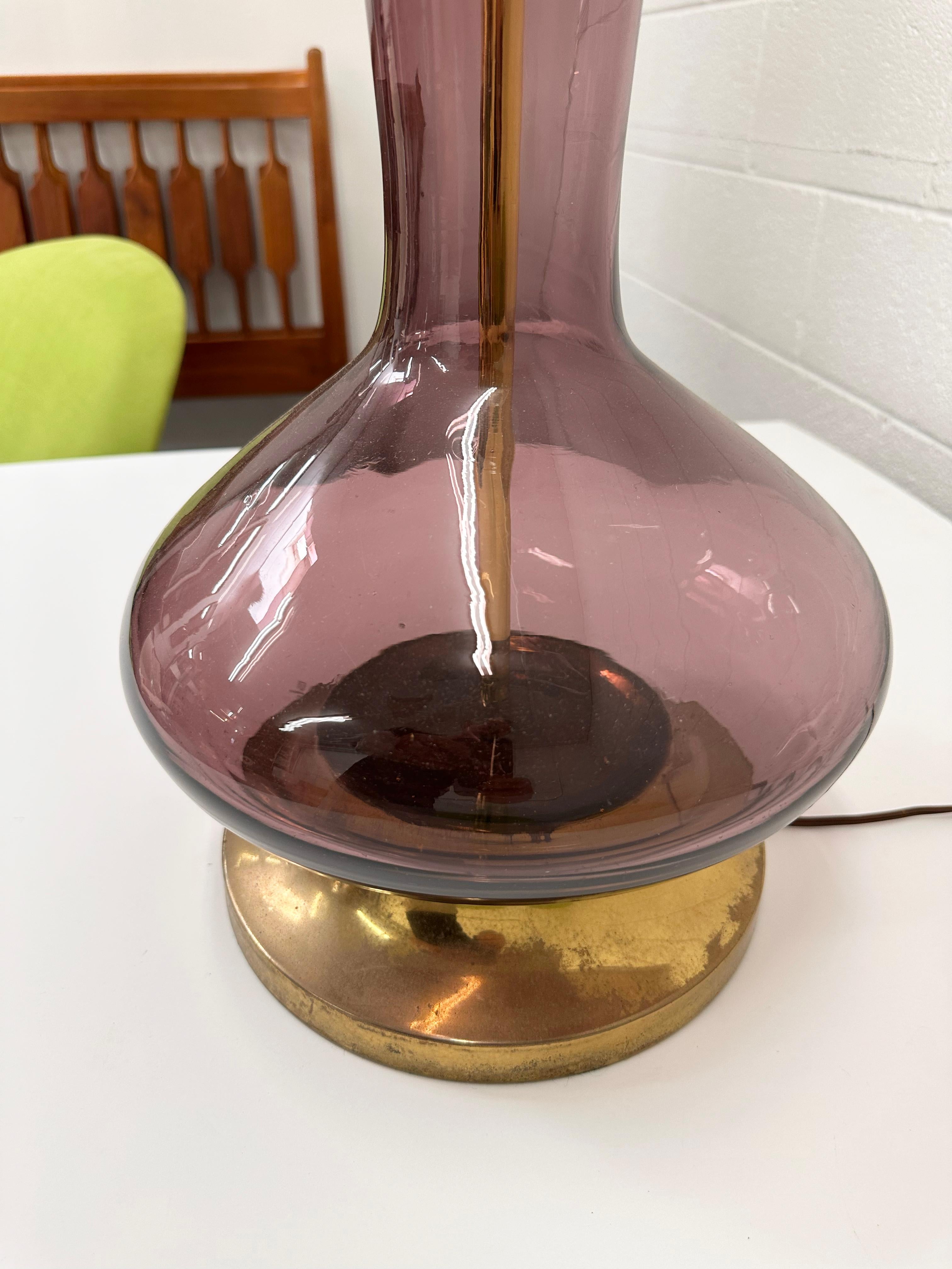 Wayne Husted for Blenko Lilac Model #5815L Decanter Converted to Table Lamp For Sale 1