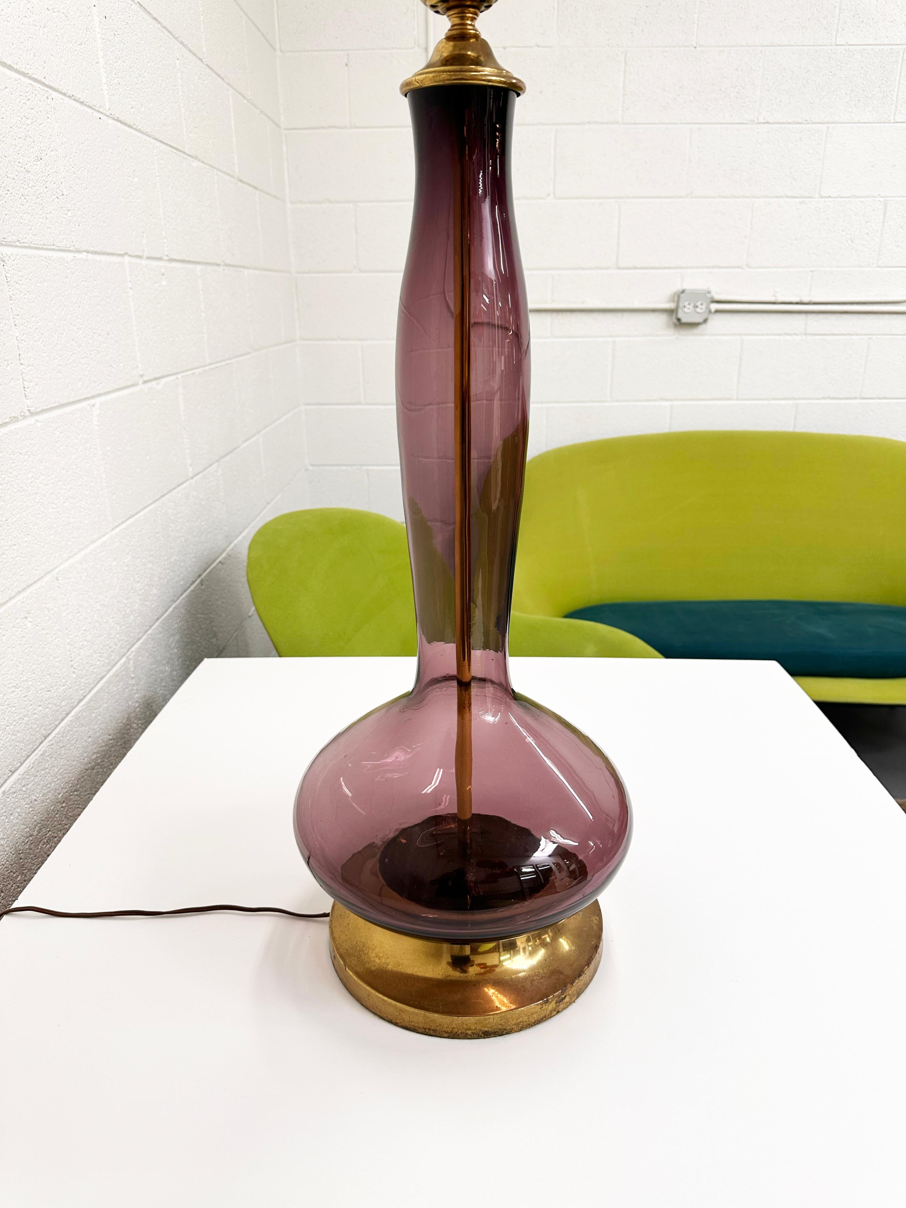 Wayne Husted for Blenko Lilac Model #5815L Decanter Converted to Table Lamp For Sale 2