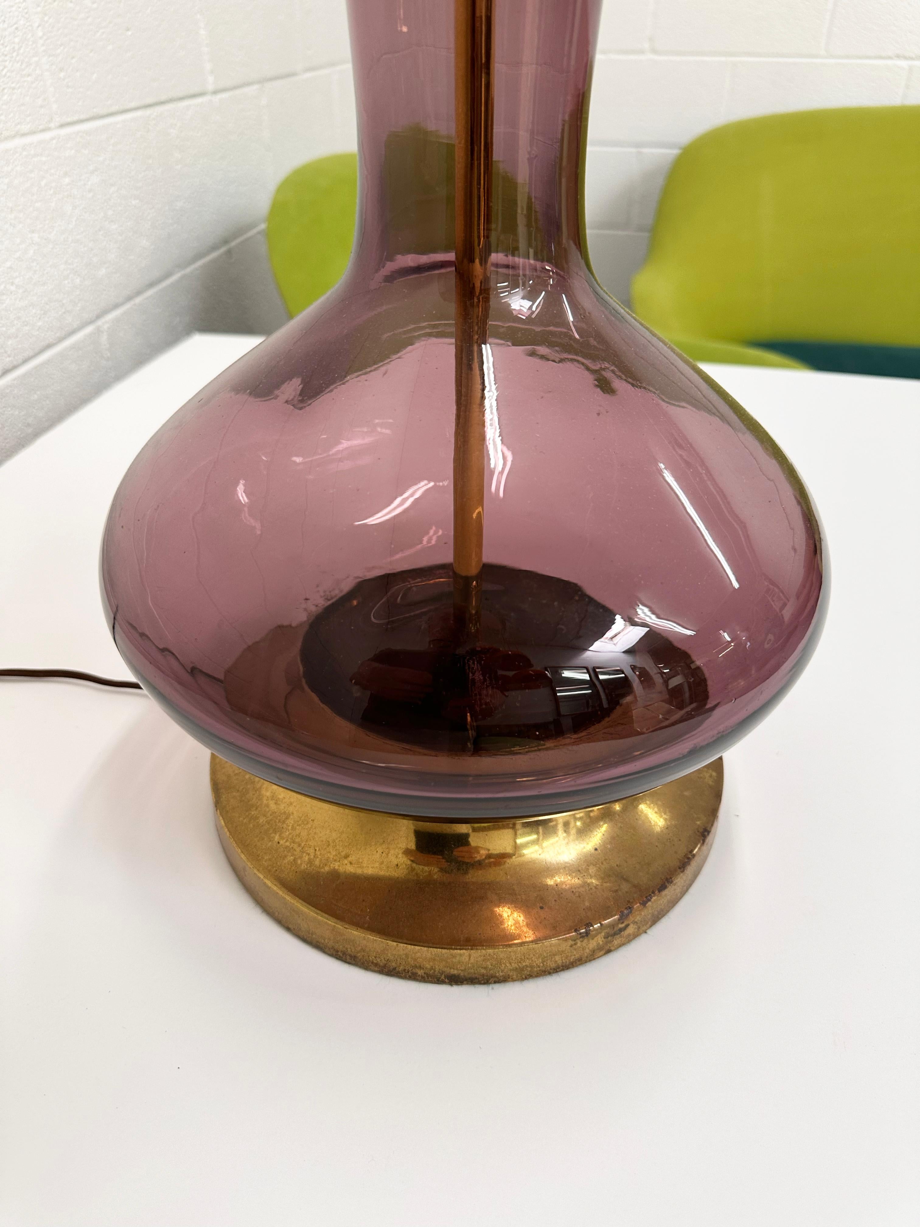 Wayne Husted for Blenko Lilac Model #5815L Decanter Converted to Table Lamp For Sale 3