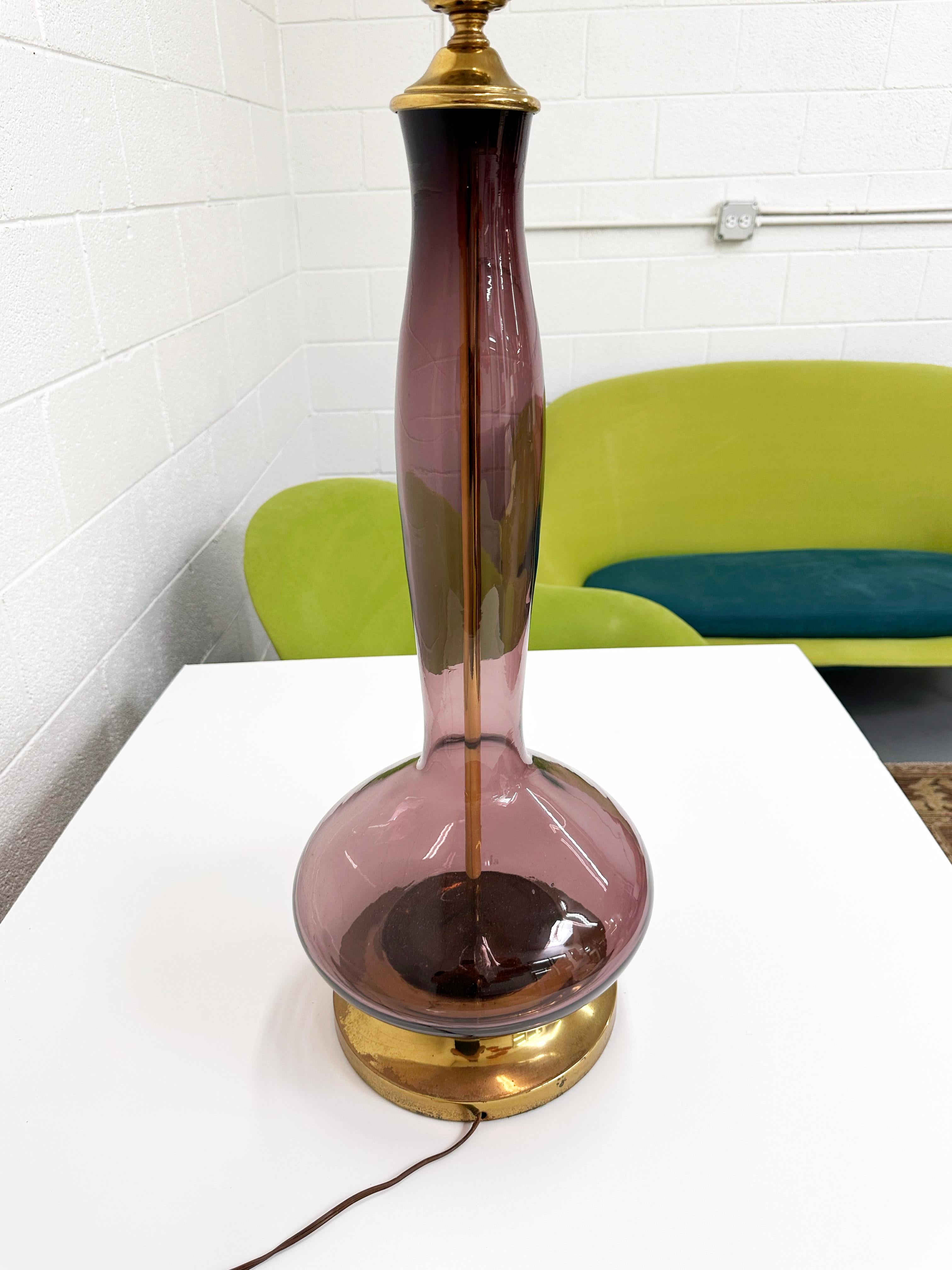 Wayne Husted for Blenko Lilac Model #5815L Decanter Converted to Table Lamp For Sale 5