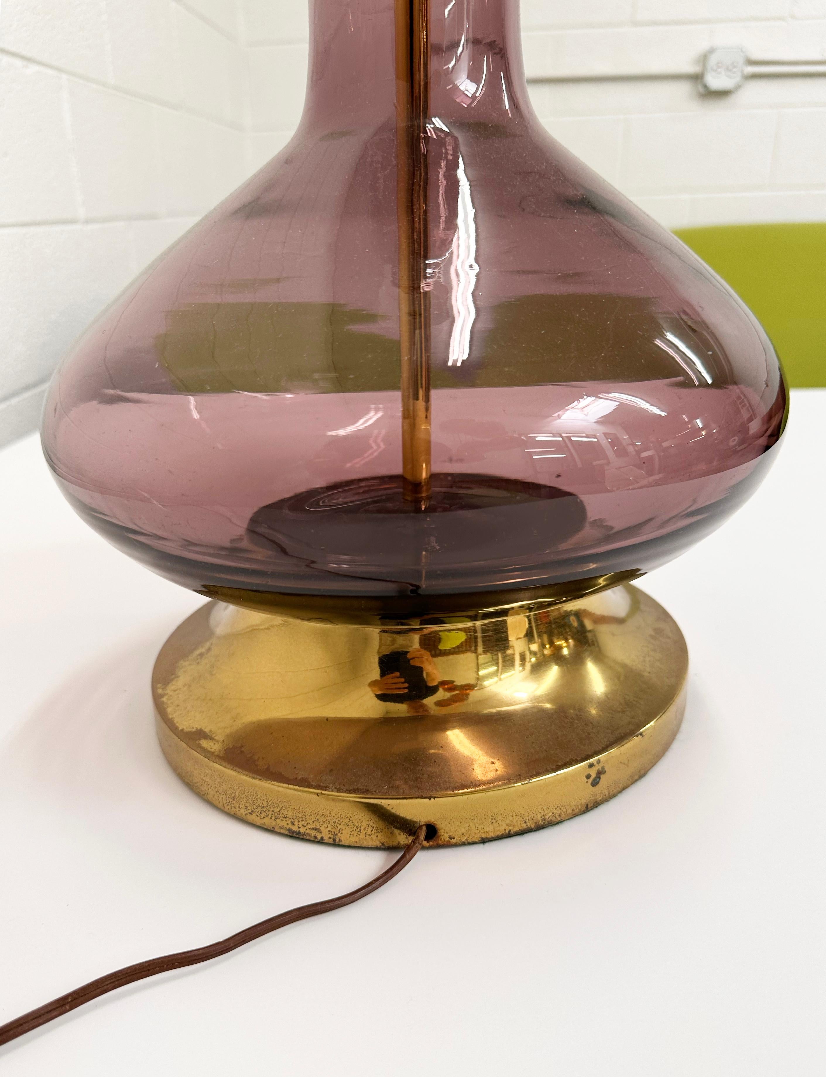 Wayne Husted for Blenko Lilac Model #5815L Decanter Converted to Table Lamp For Sale 6