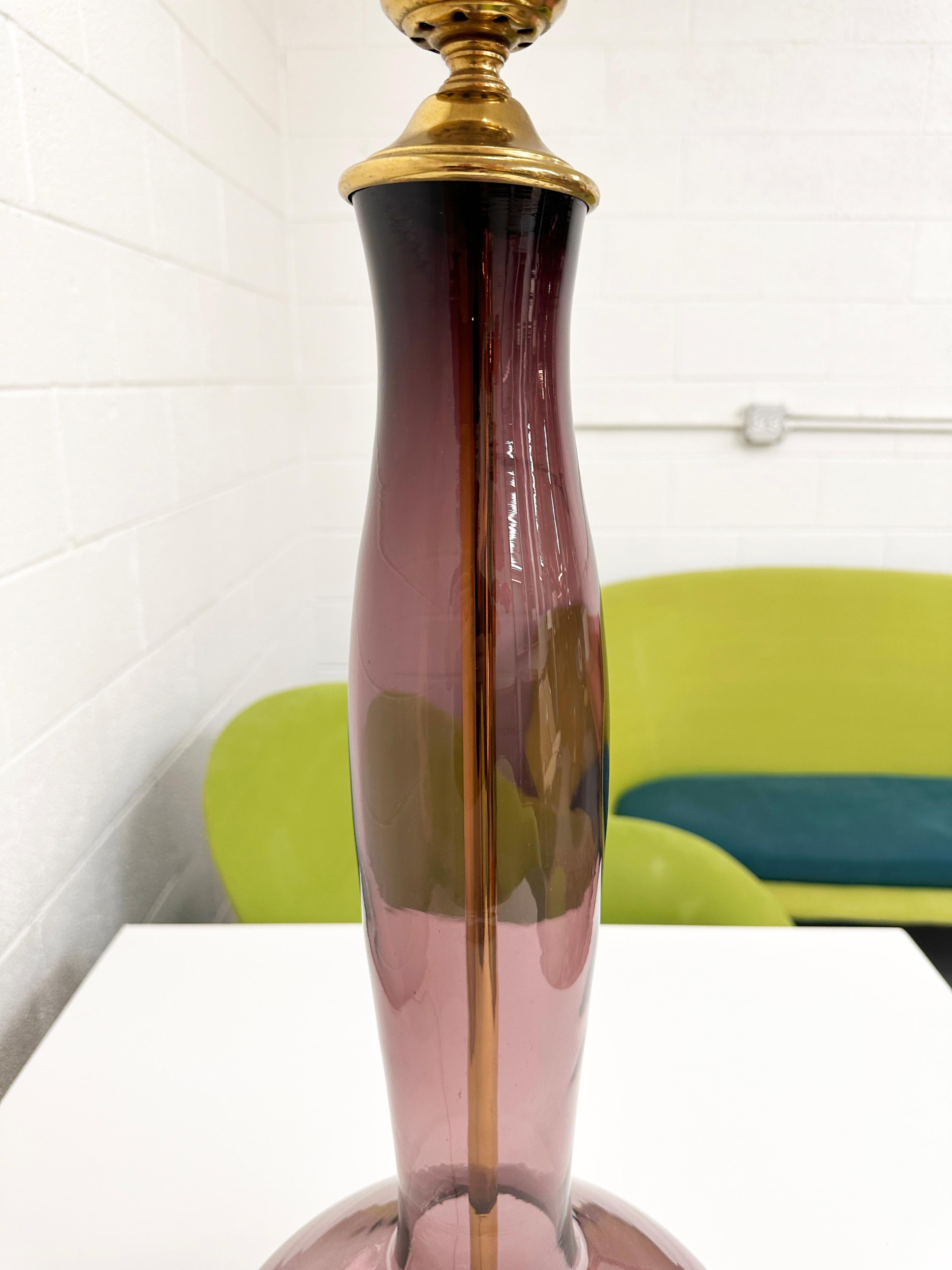 Wayne Husted for Blenko Lilac Model #5815L Decanter Converted to Table Lamp For Sale 7