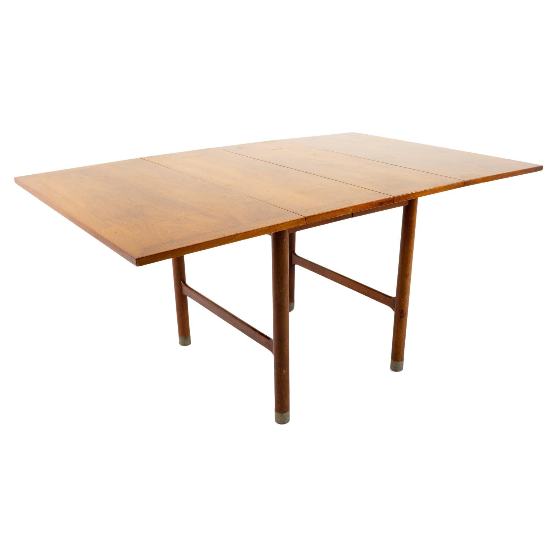 American of Martinsville Mid Century Drop Leaf Dining Table with Metal Accents For Sale