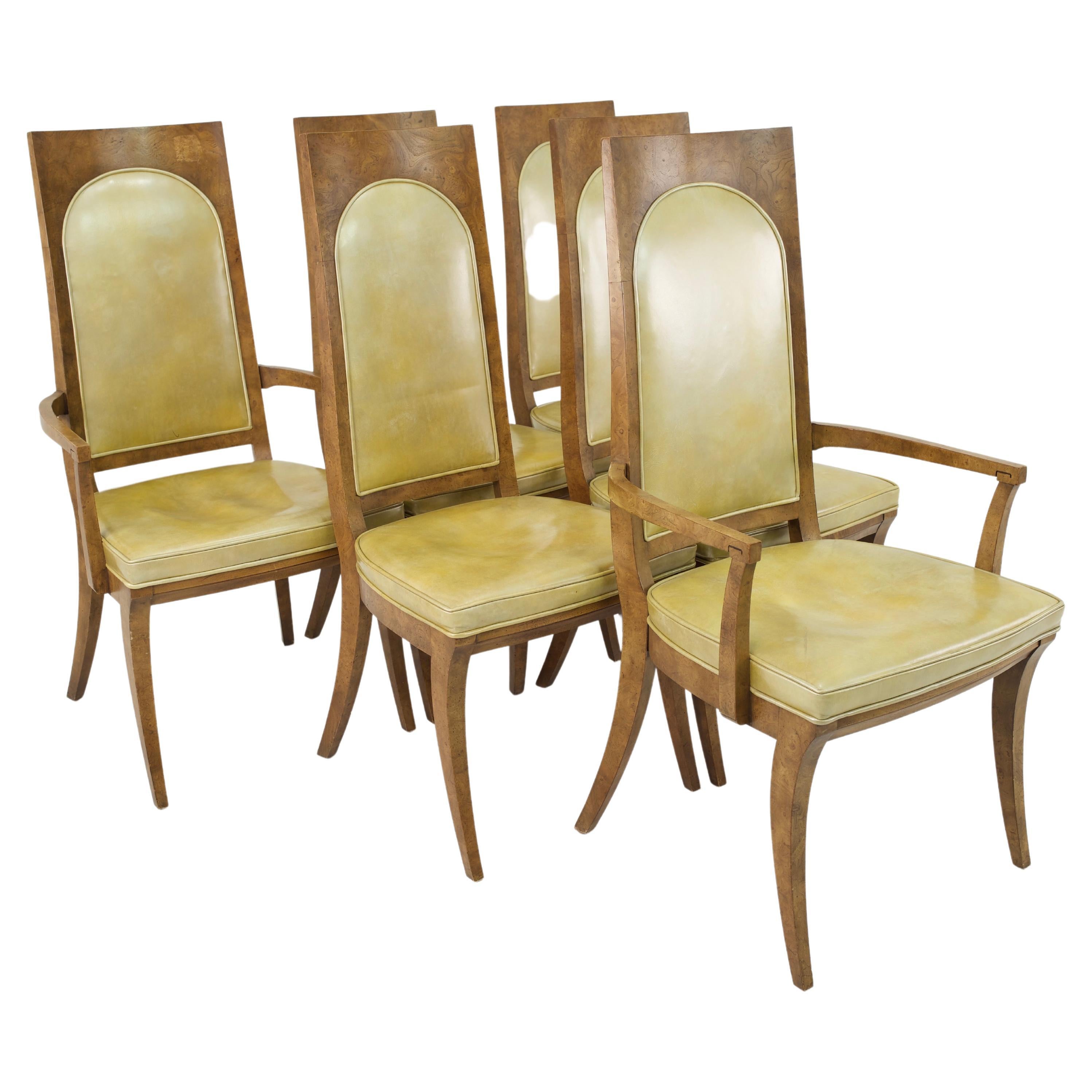 Mastercraft Mid Century Burlwood Dining Chairs - Set of 6