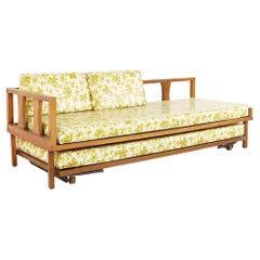 Retro Mid Century Walnut Trundle Day Bed