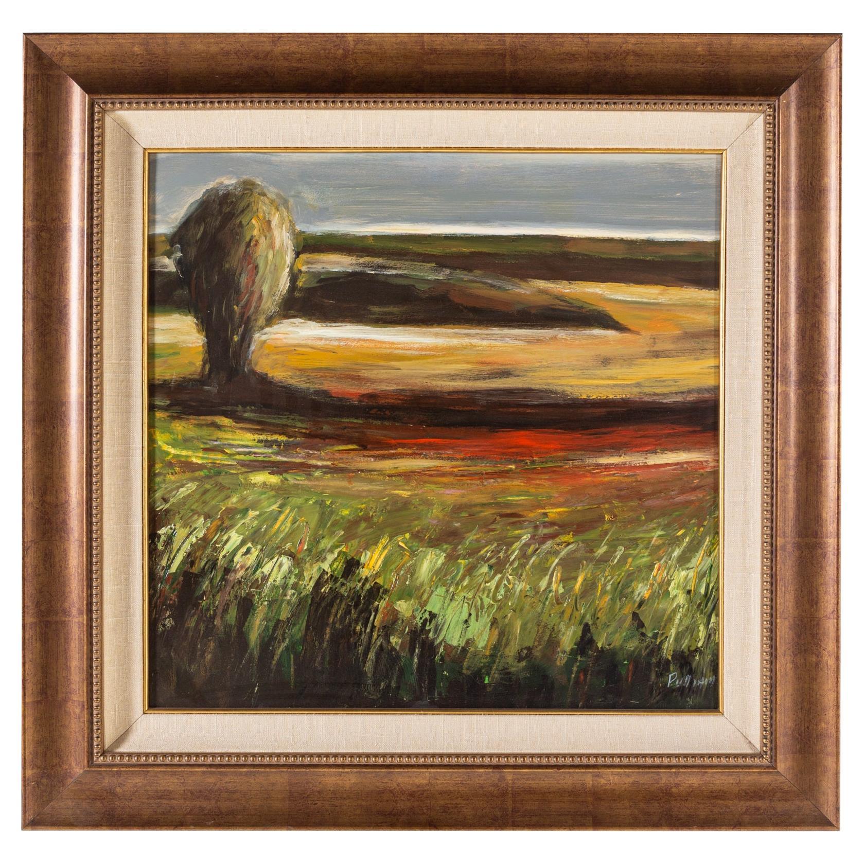 Pittura Paesaggio Albero Olio su Tela Firmata Pulliam in vendita