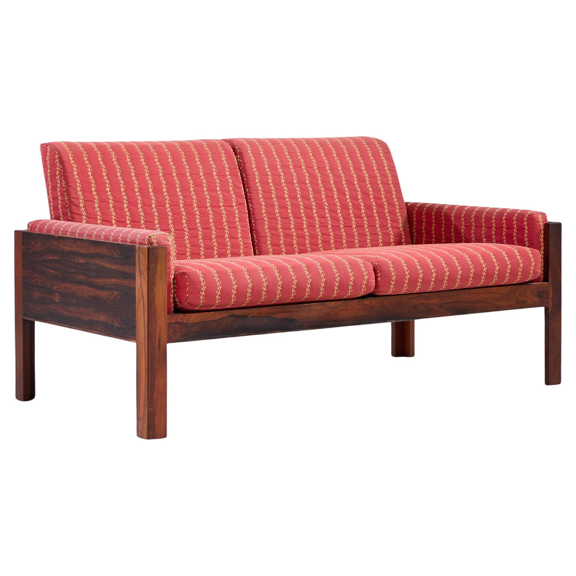 Sofá loveseat de palisandro danés de mediados de siglo estilo Arne Norell en venta
