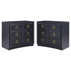 T. H. Robsjohn Gibbings Widdicomb Modern Maple Brass Three Drawer Chest - Pair