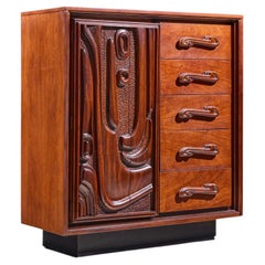 Witco Style Pulaski Oceanic Mid Century Highboy Armoire