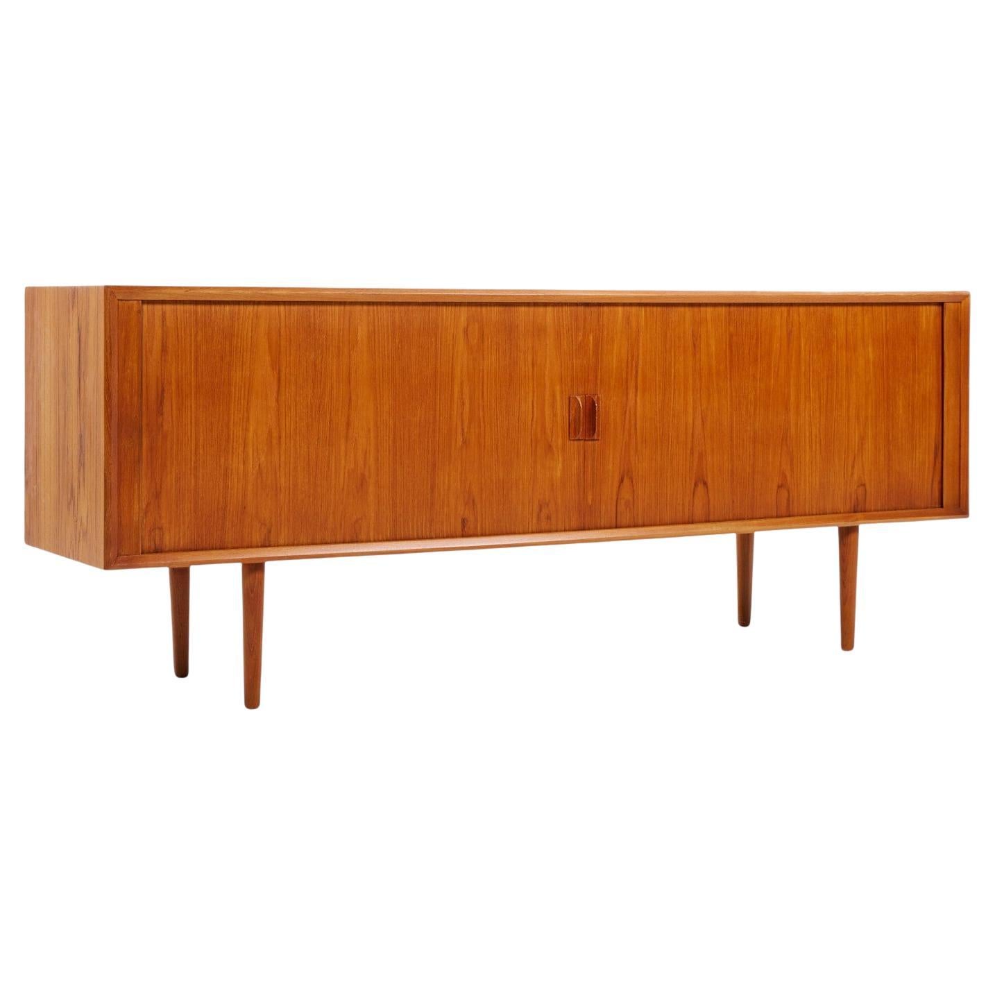 Svend Aage Larsen for Faarup Møbelfabrik Danish Tambour Door Credenza For Sale