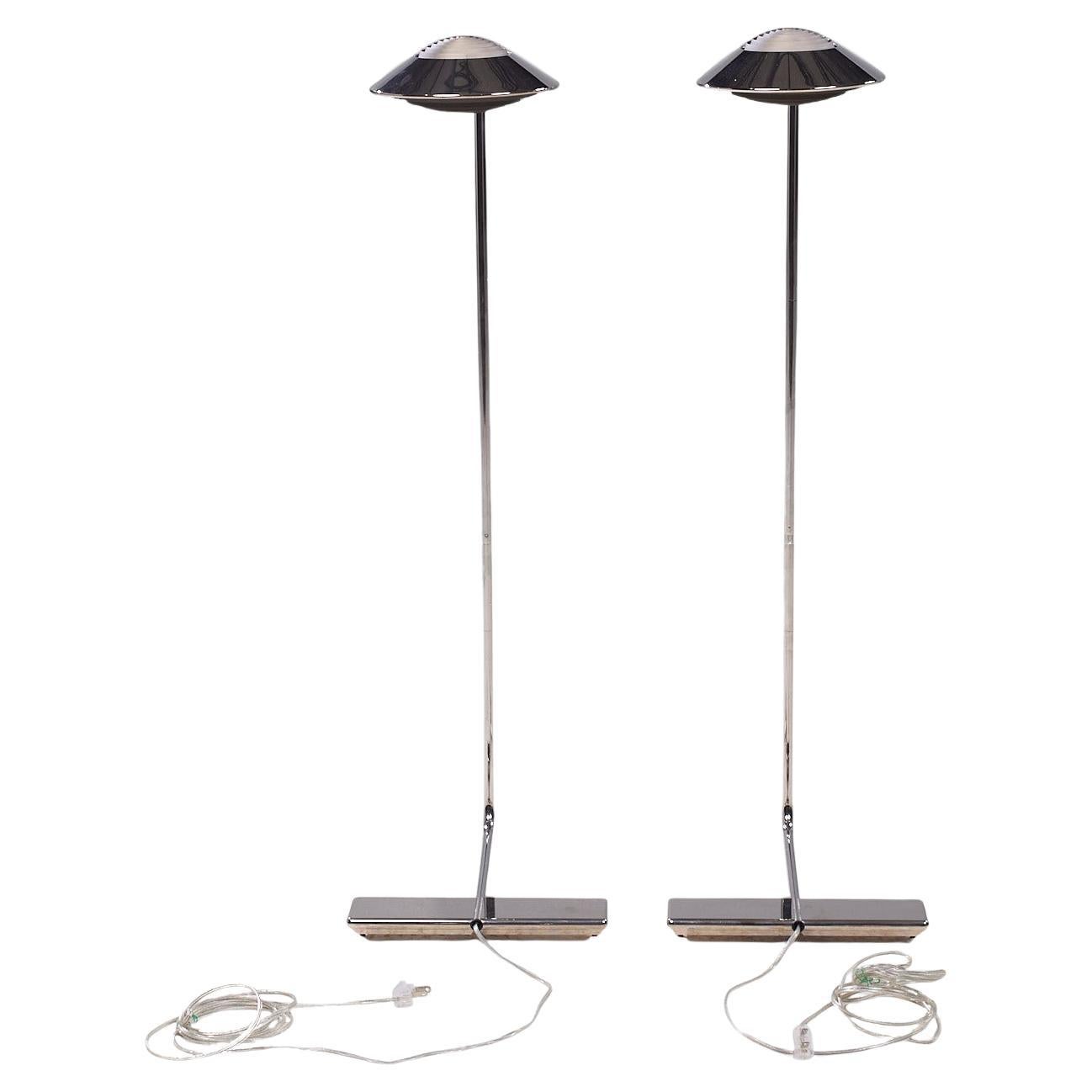 Cedric Hartman Mid Century Chrome Floor Lamps - Pair
