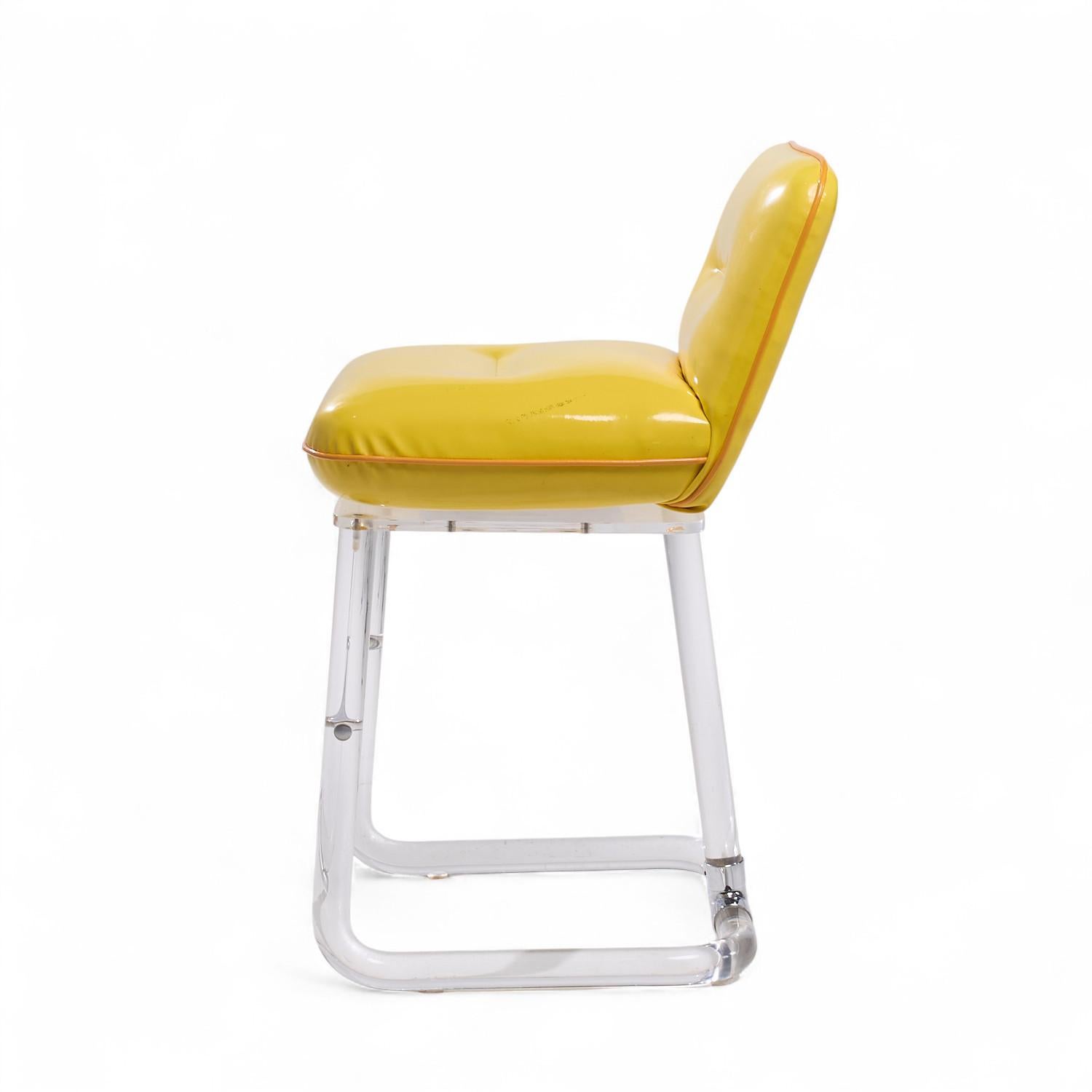 Upholstery Lion in Frost Mid Century Lucite Swivel Bar Stools - Set of 3 For Sale