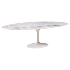 Eero Saarinen for Knoll Mid Century 96-inch Oval Marble Tulip Dining Table