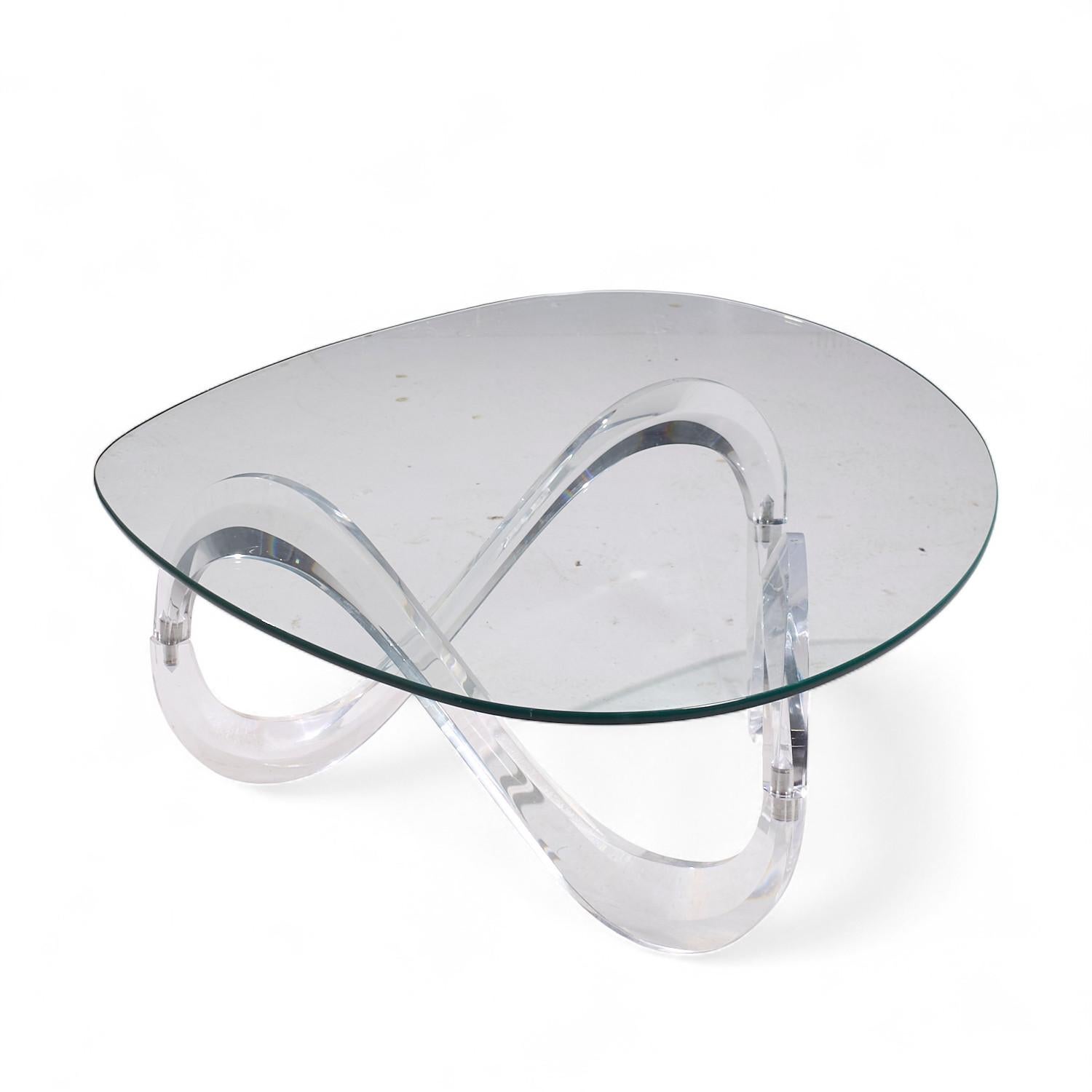 Charles Hollis Jones Mid Century Lucite Infinity Coffee Table In Good Condition For Sale In Countryside, IL