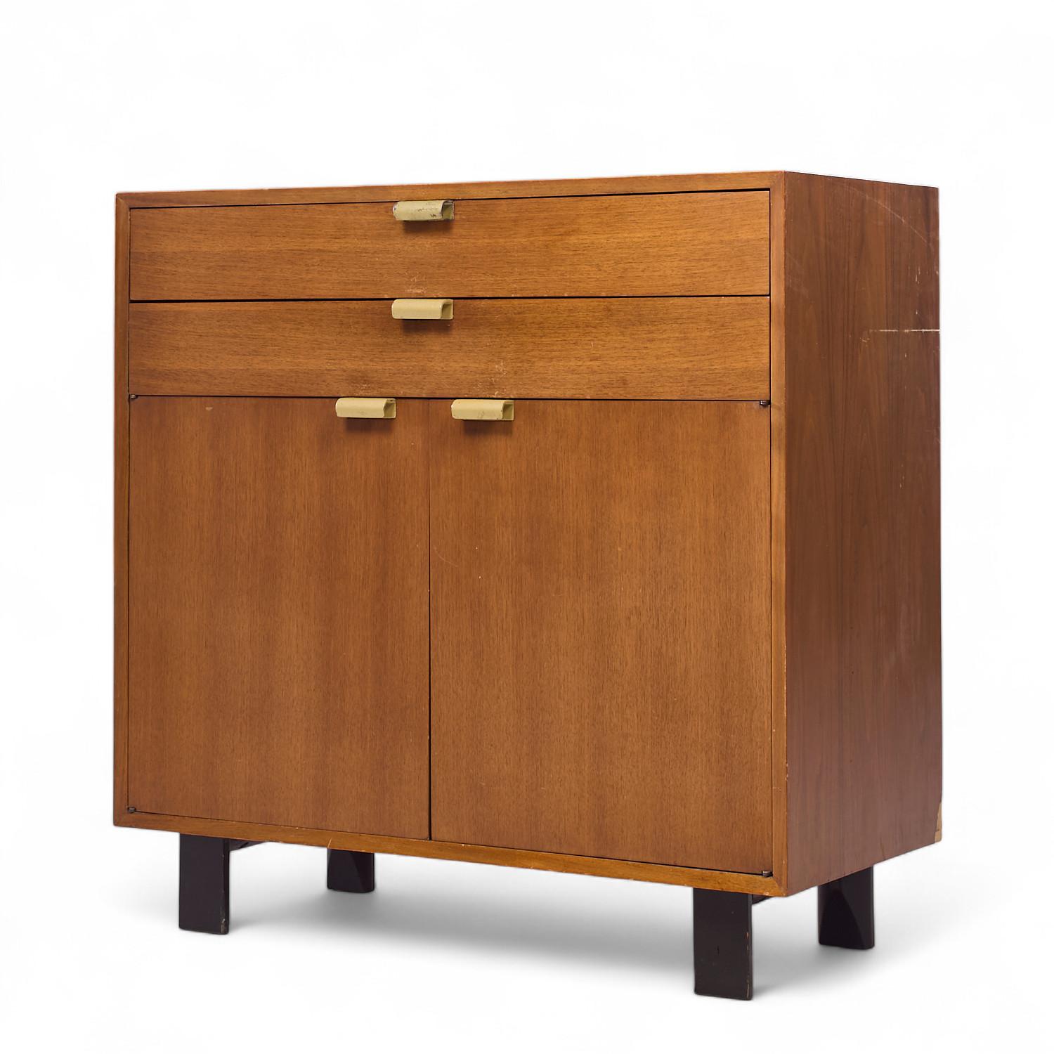 Mid-Century Modern George Nelson for Herman Miller Mid Century Basic Series Walnut Bar Cabinet For Sale