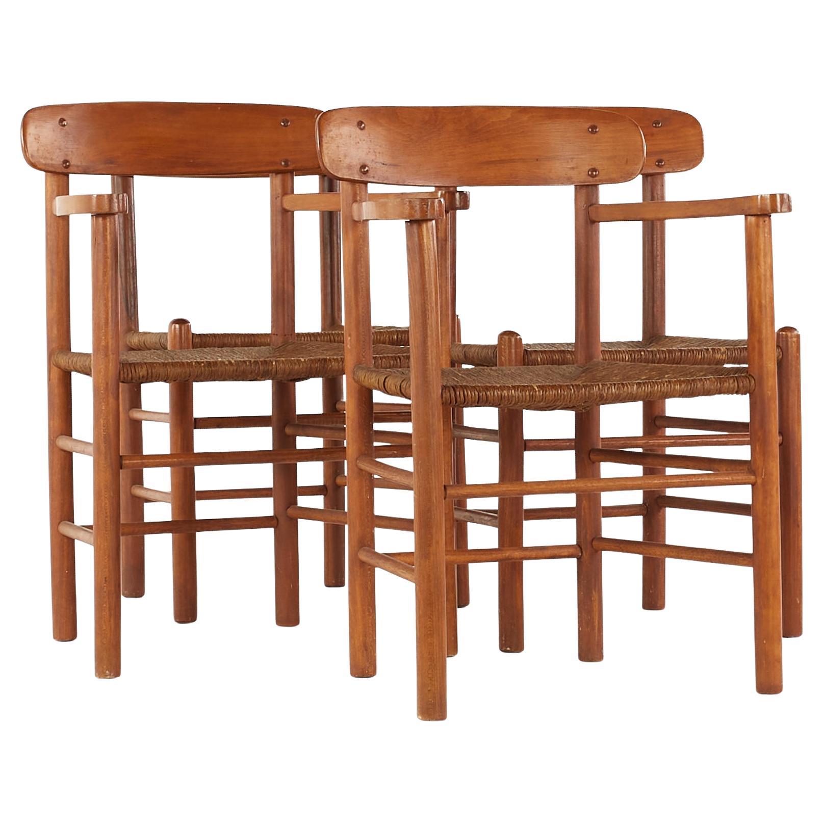 Kurt Ostervig - Sedie da pranzo in teak e canna del Medioevo - Set di 4 in vendita