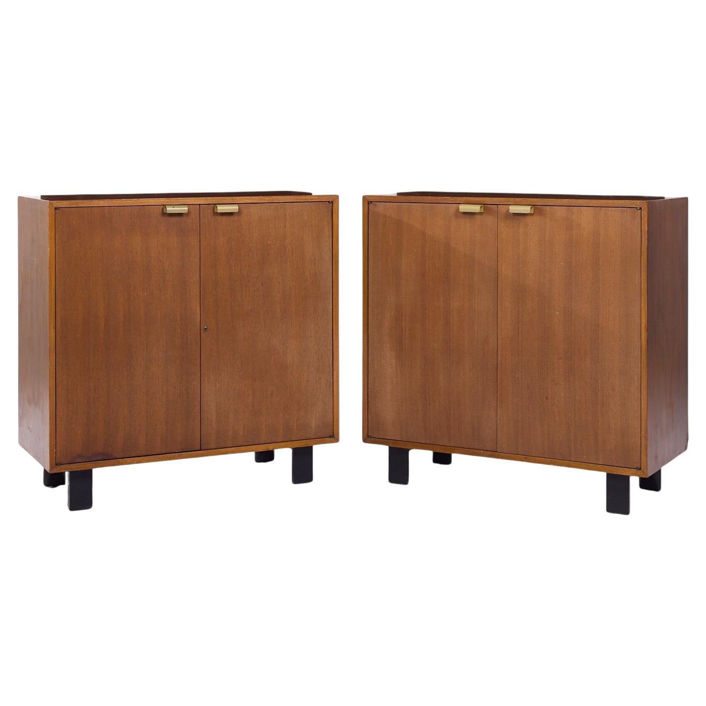 George Nelson for Herman Miller Basic Series Walnut Two Door Cabinet - Pair For Sale