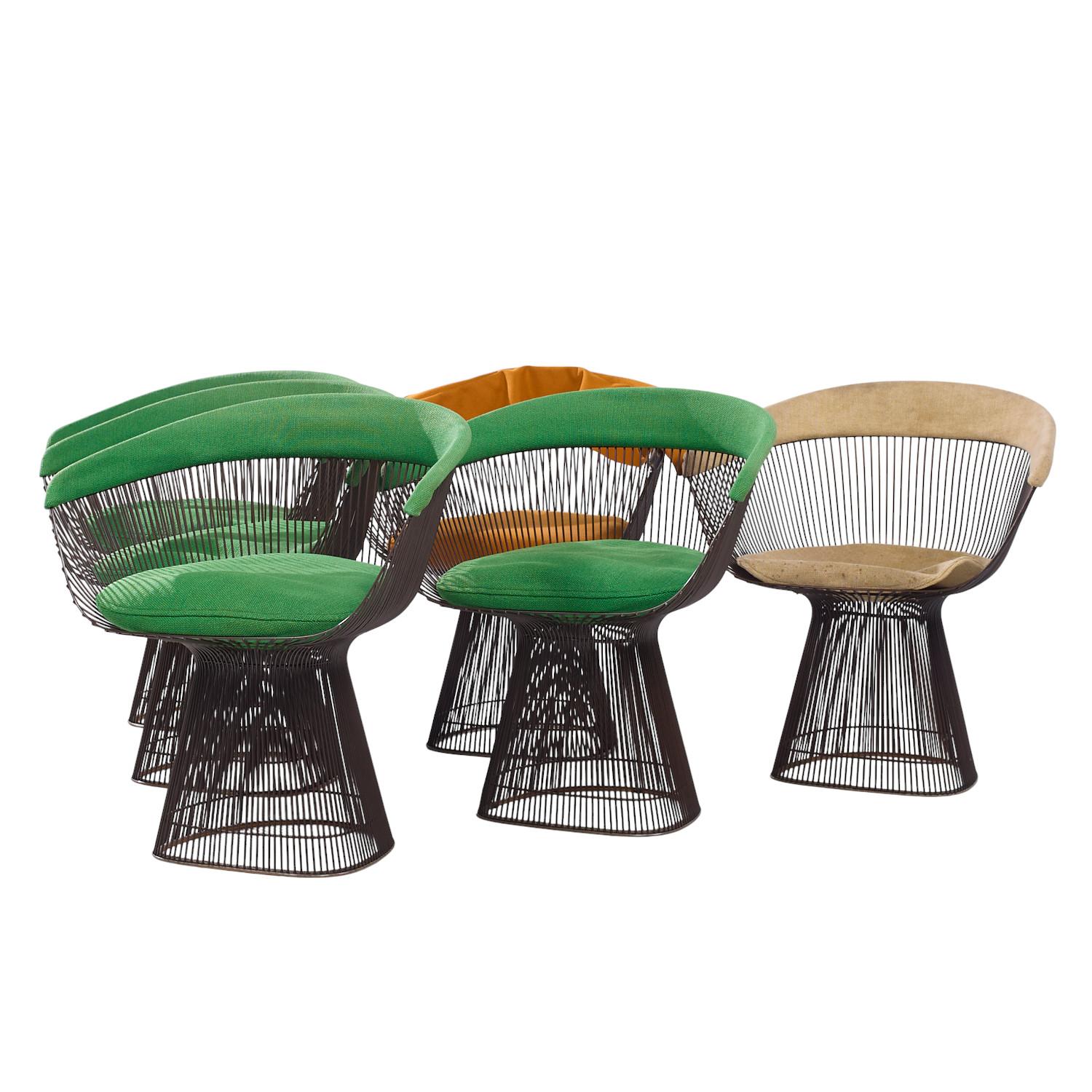 Mid-Century moderno Sedie da pranzo in bronzo di Warren Platner per Knoll - Set di 6 sedie in vendita