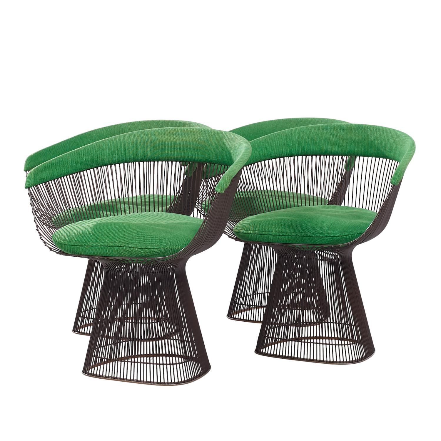 Mid-Century moderno Sedie da pranzo in bronzo di Warren Platner per Knoll - Set di 4 sedie in vendita