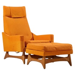 Adrian Pearsall Style Kroehler Mid Century Lounge Chair and Ottoman